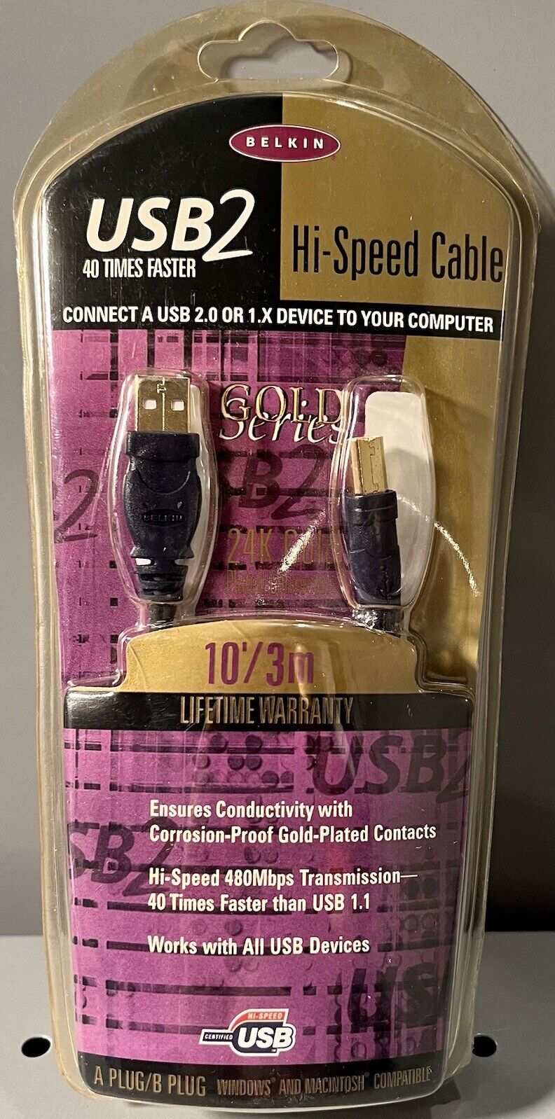 Belkin Gold Series High-Speed USB 2.0 Cable - 10 ft. - Black - Brand New Sealed