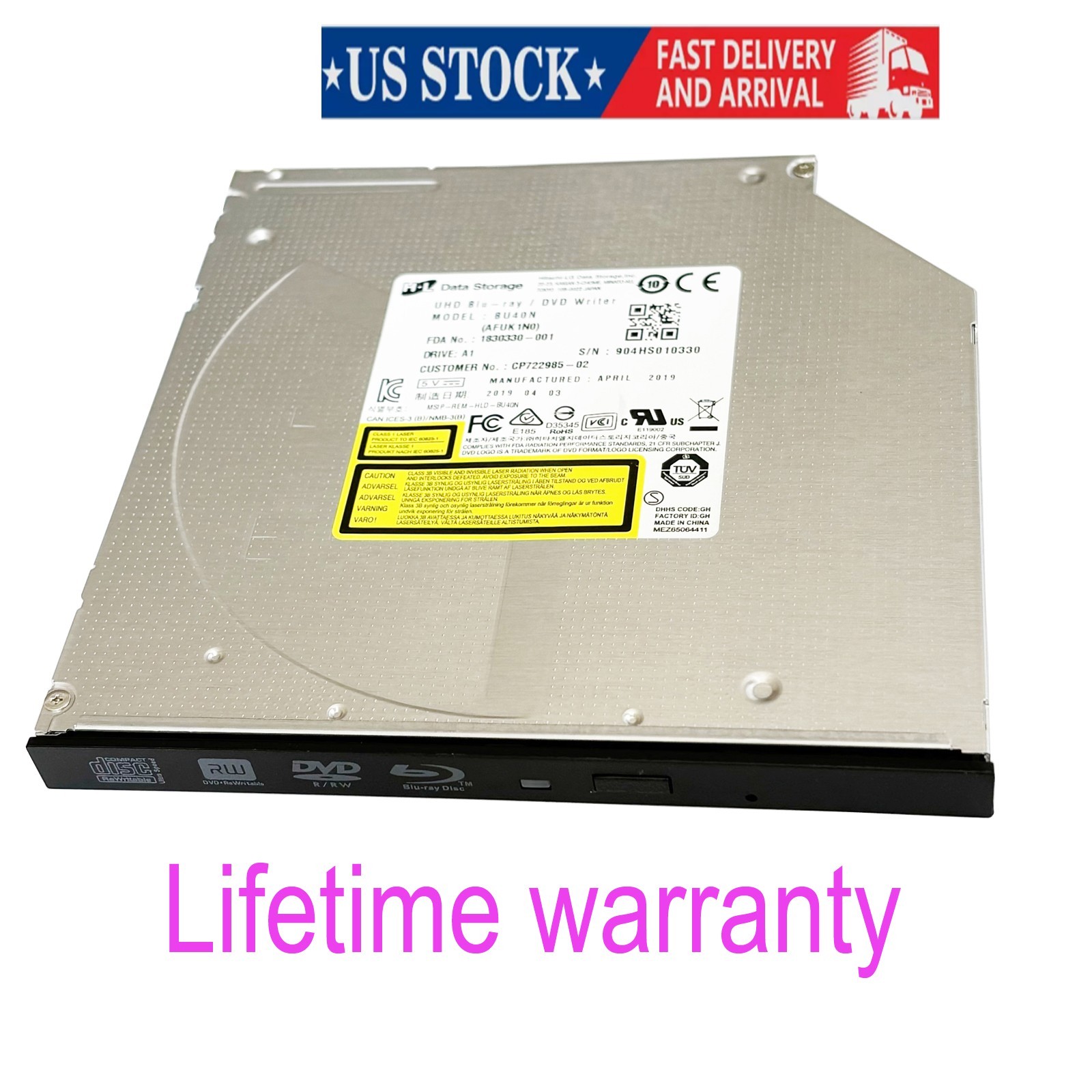 New OEM HL BU40N Ultra-Slim Blu-Ray Drive - UHD friendly, unlocked, flashed