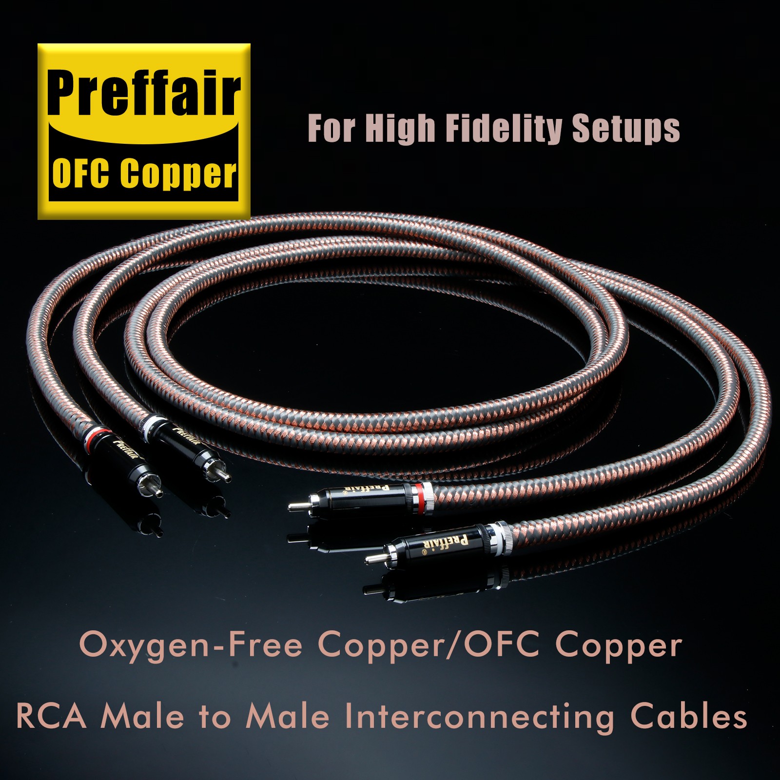 OFC HiFi RCA Cable Wire Audio Signal Interconnect Cable With RCA Plug