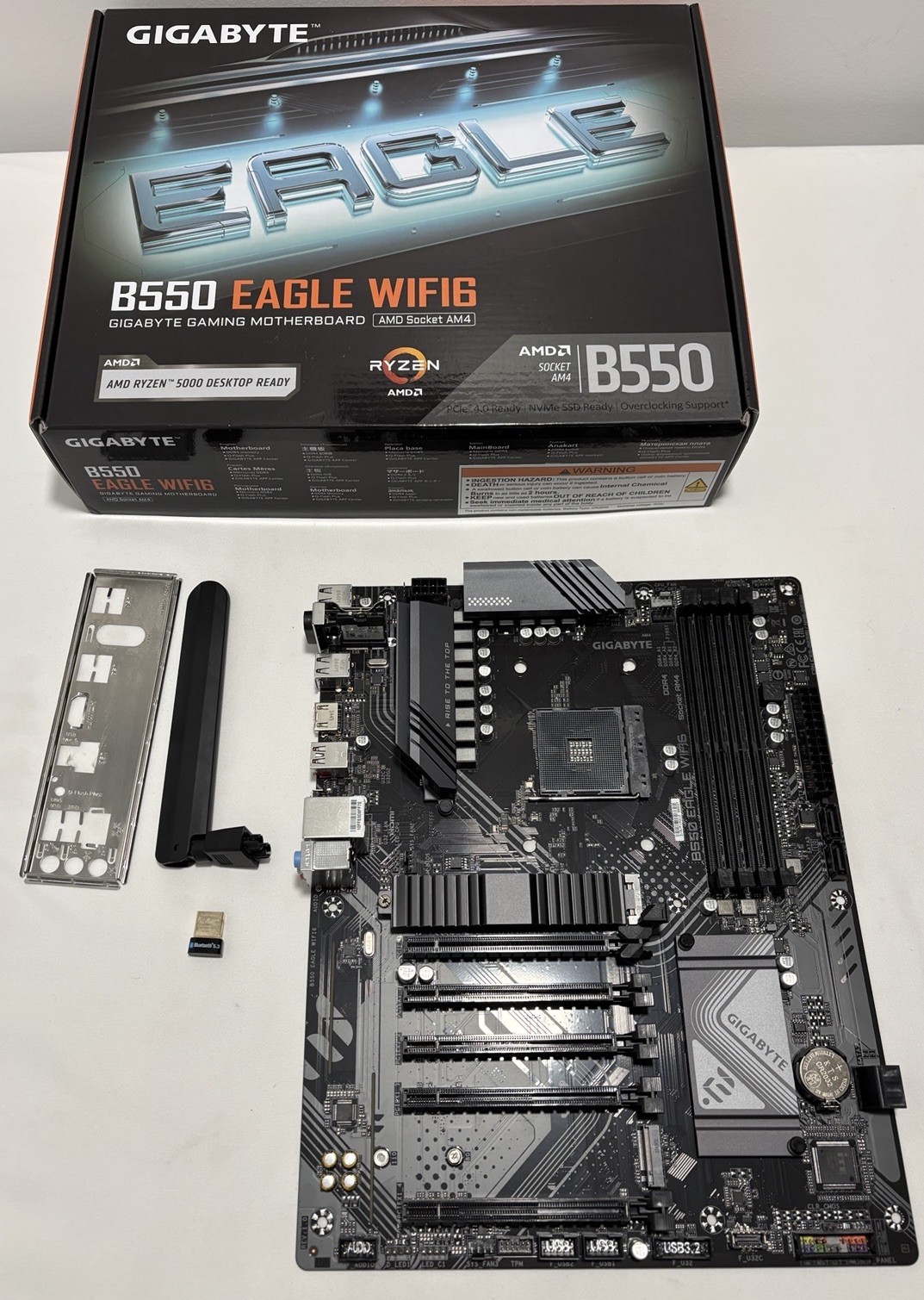 Gigabyte B550 EAGLE WIFI6 AM4 ATX Motherboard DDR4 w/ Antenna + BT Adapter