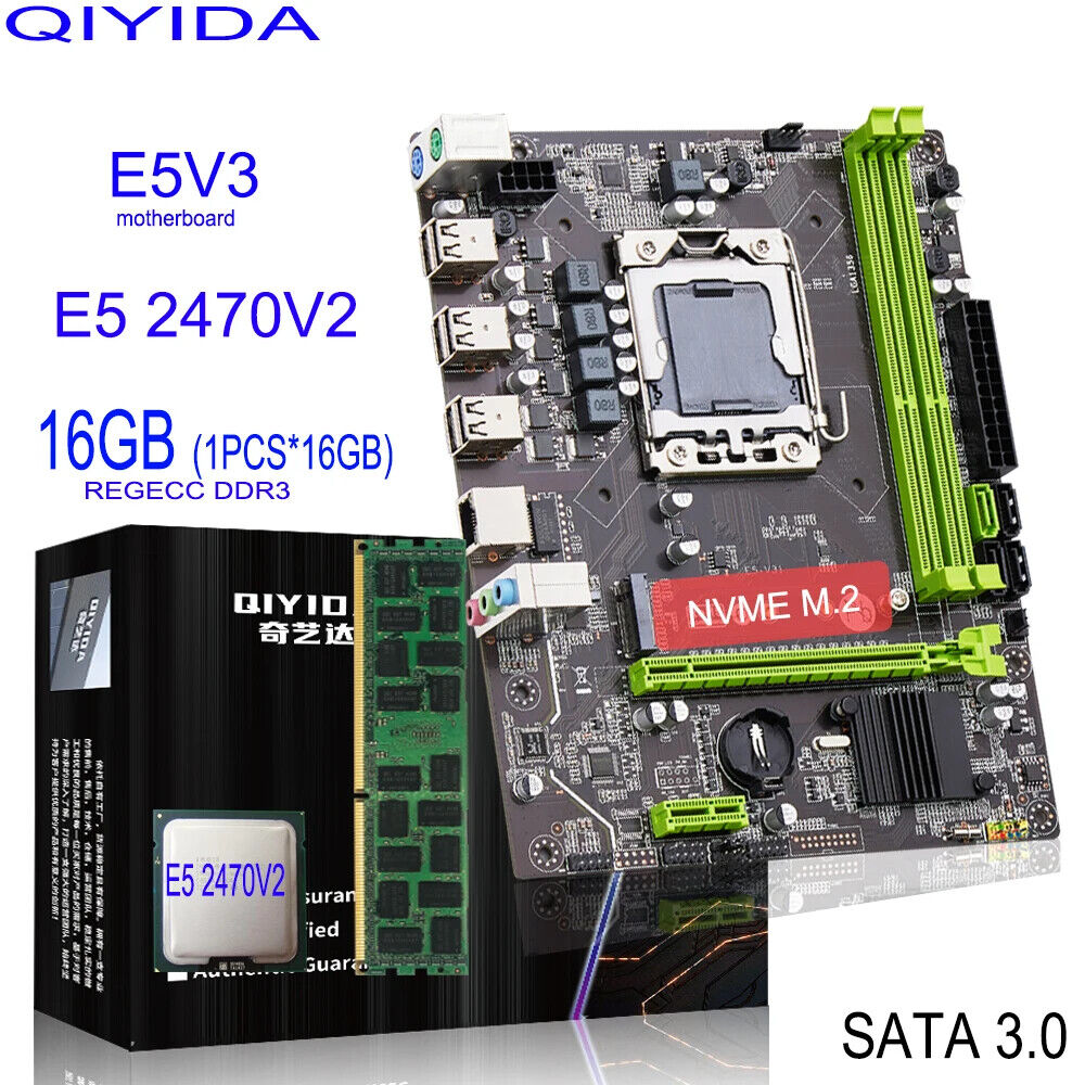 X79 Motherboard with XEON E5 2470 V2 1*16GB DDR3 REG ECC PC3 10600R Memory Combo