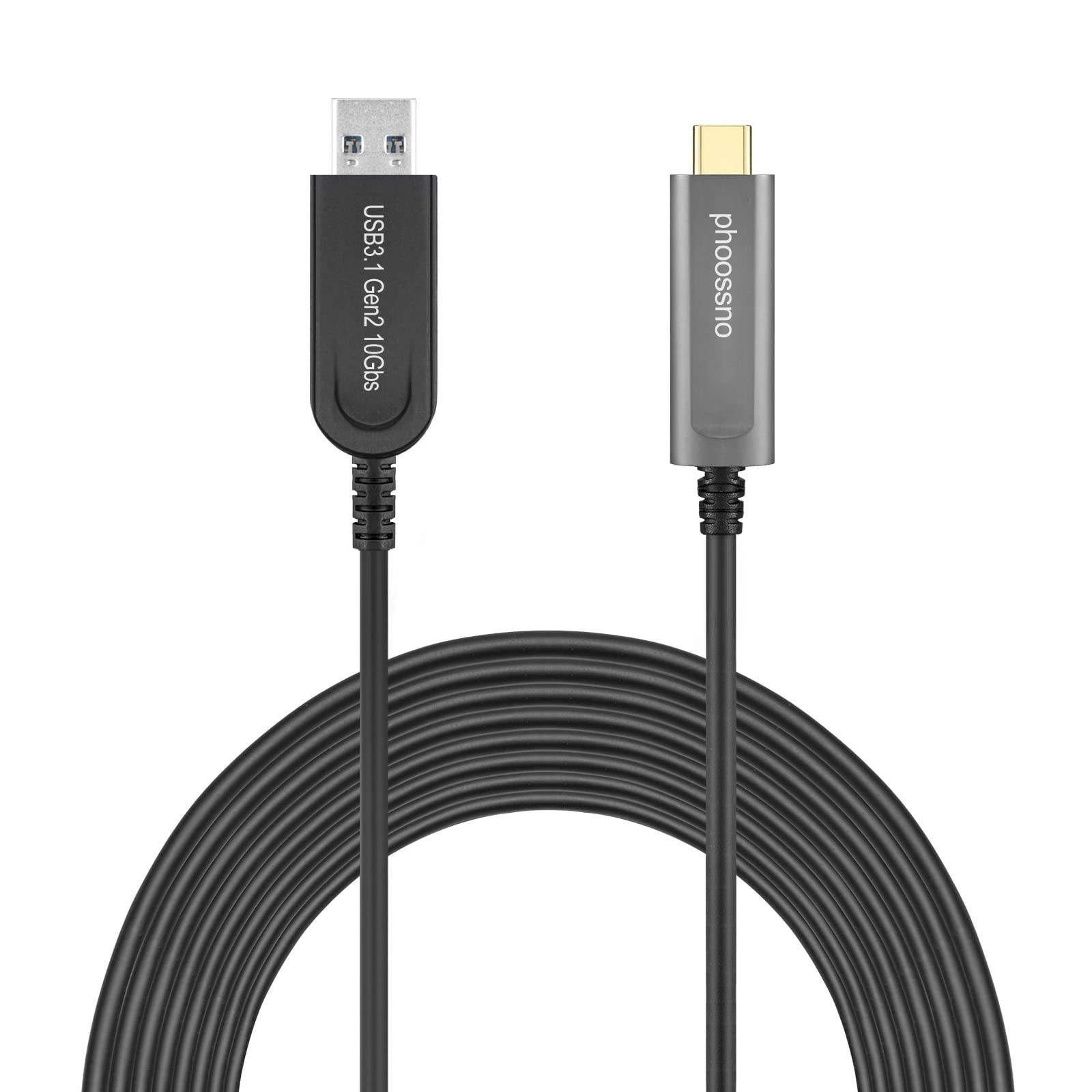 USB A to C Fiber Optical Extension Cable 3.1 Gen2 30 m A-C Straight 180 ℃