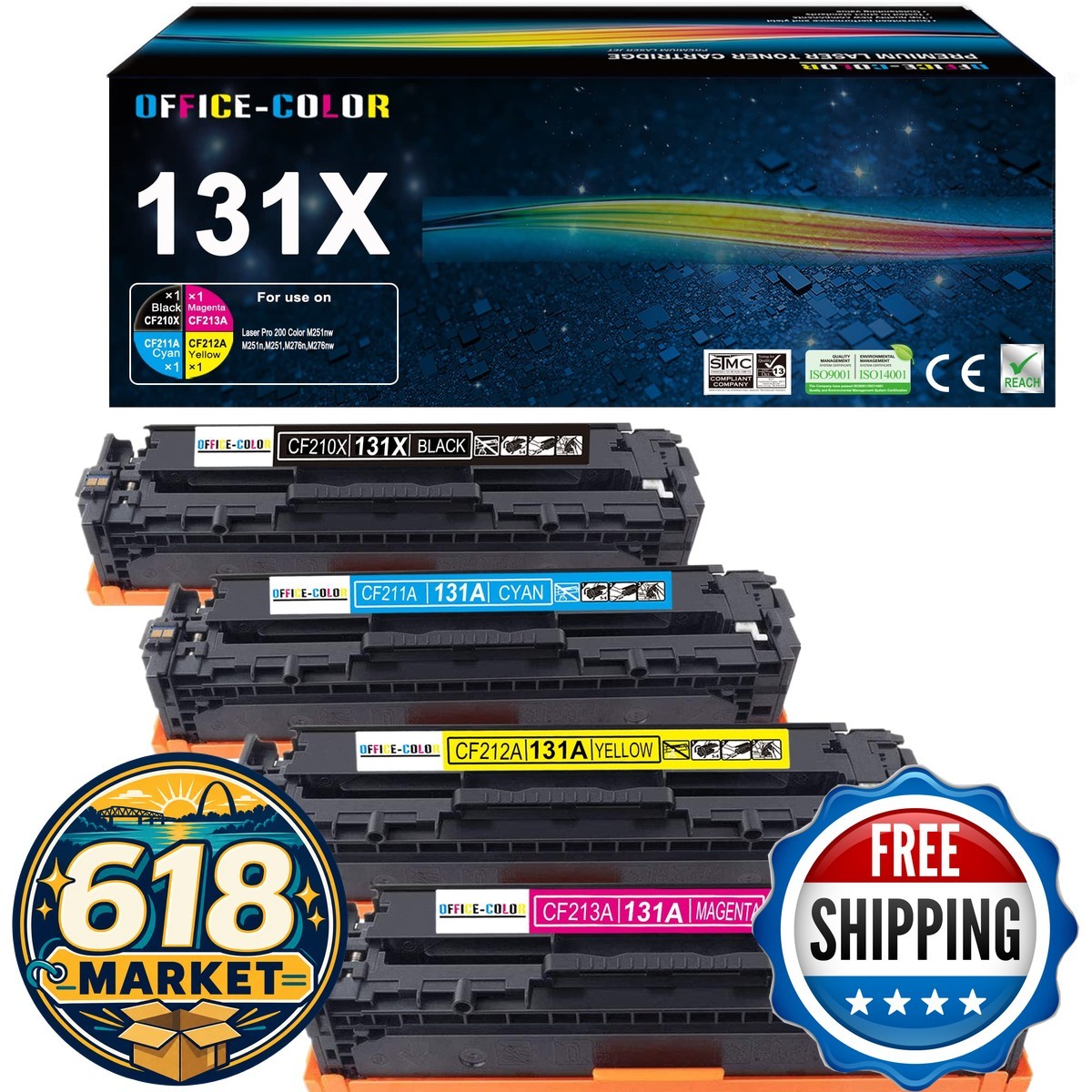 131A 131X Toner Cartridge 4 Pack for HP 131A LaserJet Pro 200 Color Series
