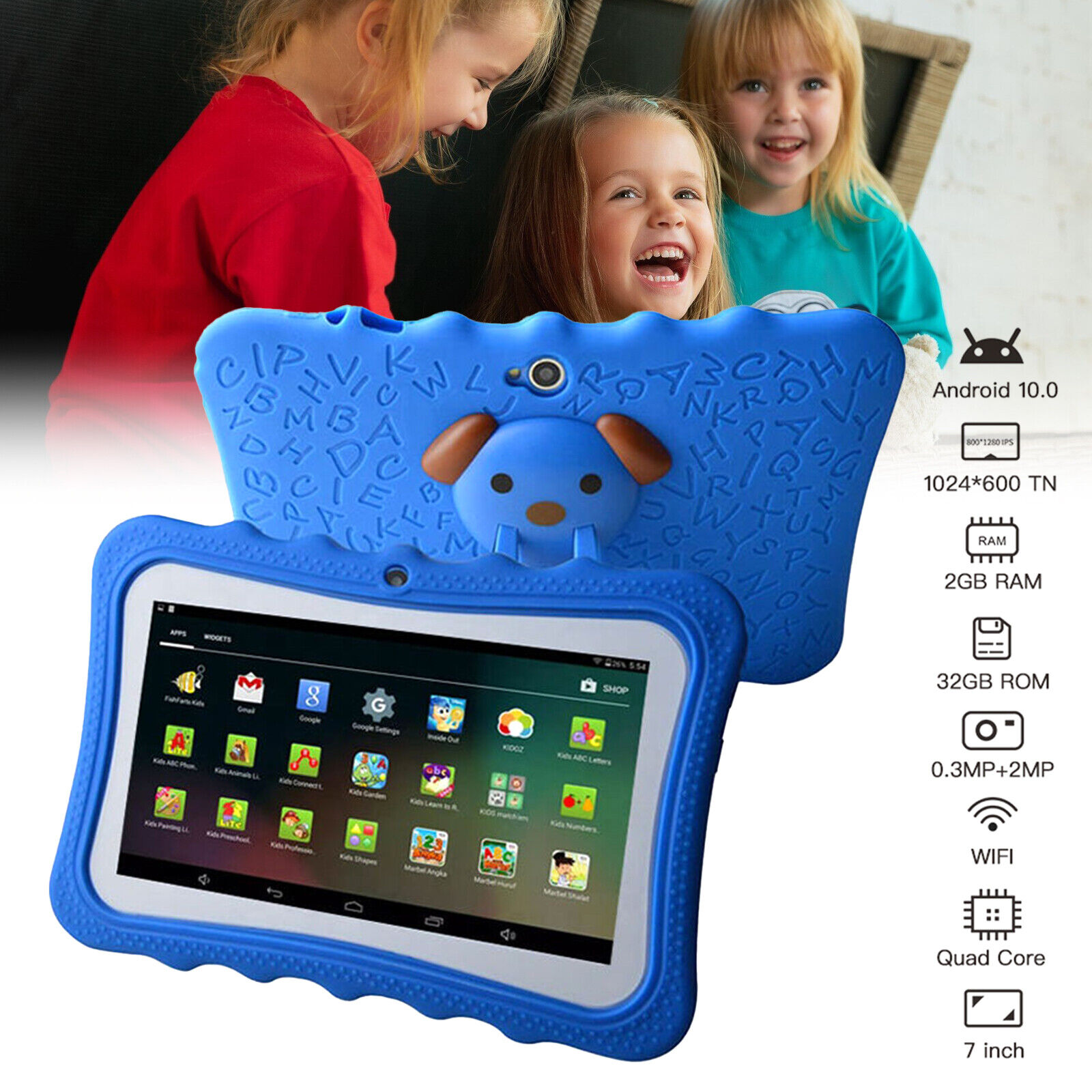 7in Educational Learning Tablet iPad Kids Gift Parental Control WIFI Dual Camera