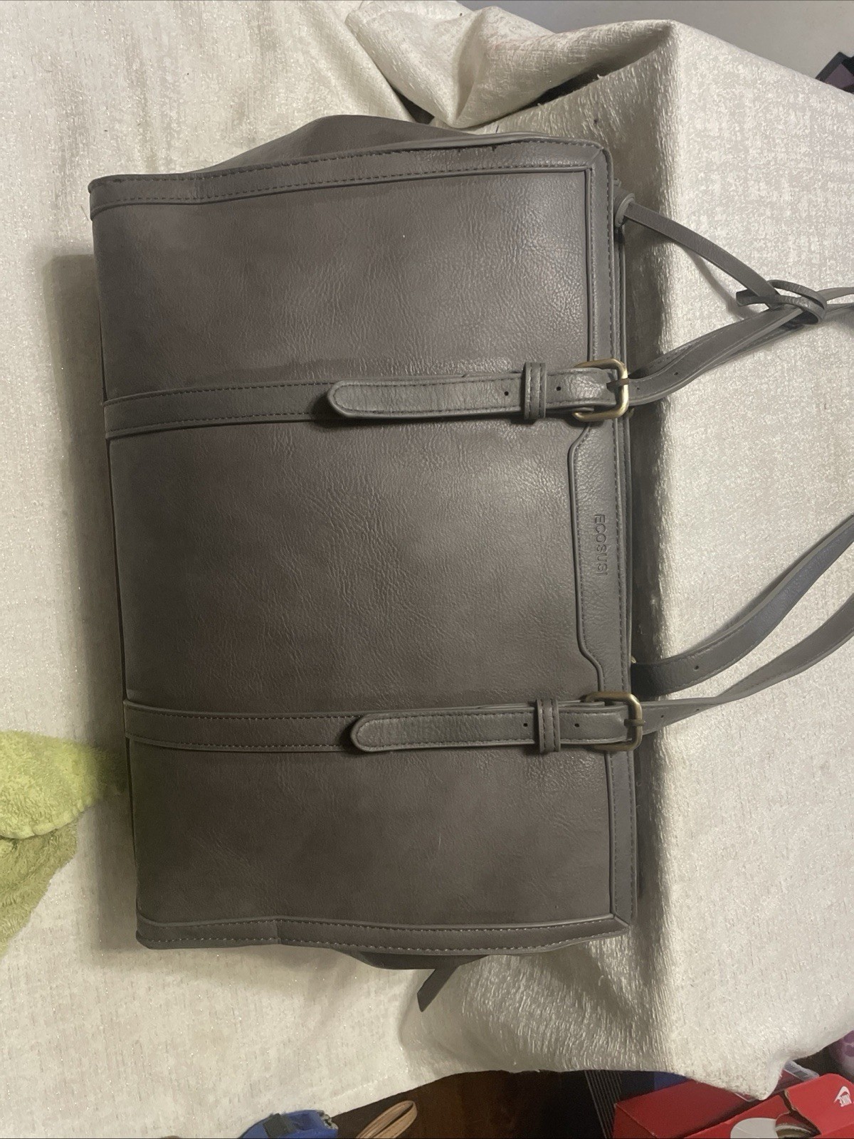 Ecosusi Slate Gray Laptop Messenger Business Work Bag Faux Leather