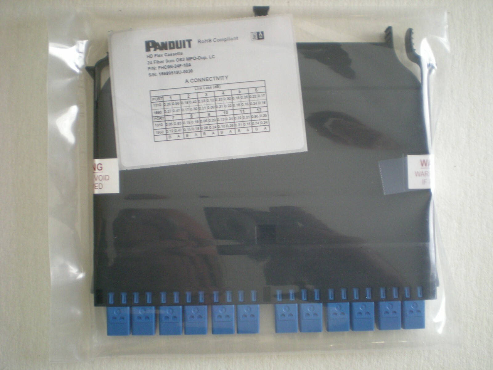 Panduit FHC9N-24F-10A HD Flex Cassette 12 PORT DUPLEX LC - (1) 24F MPO OS2 FIBER