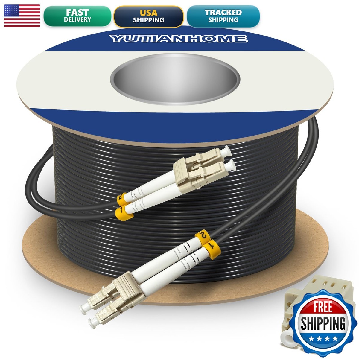 YUTIANHOME 100m LC-LC OM3 Outdoor Armored Fiber Optic Patch Cable 40Gb 10Gb