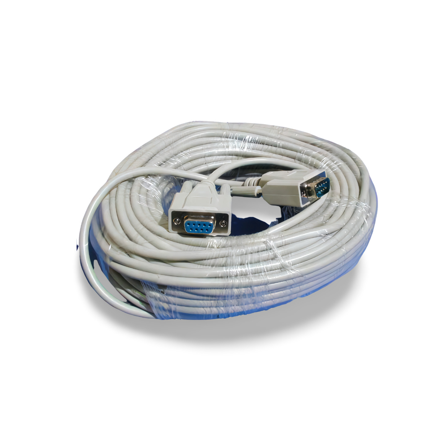 100ft DB9 Male to DB9 Female Serial Cable Extension - Beige