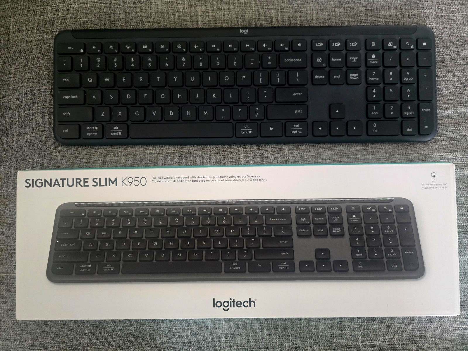 Logitech Signature Slim K950 Wireless Keyboard (Graphite) – Box & USB Dongle Inc