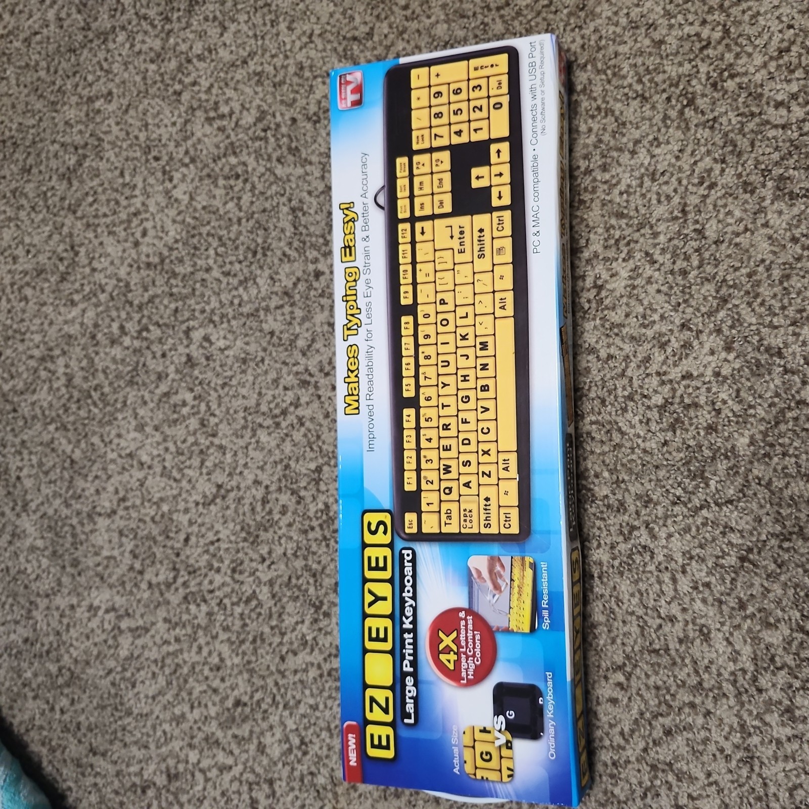 Big Bright Easy See Keyboard Yellow Large Print Letter Keys - Visual Impaired