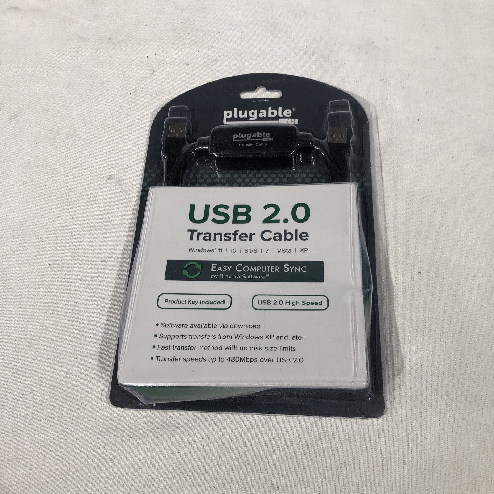 Plugable USB 2.0 Easy Transfer Cable for Windows 11 10 8.1/8 7 Vista XP - New
