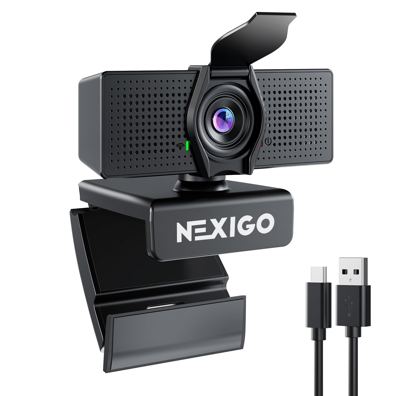 NexiGo N60 Pro (Gen 2) 1080P Webcam with Distortion-Free Lens, USB A to Black