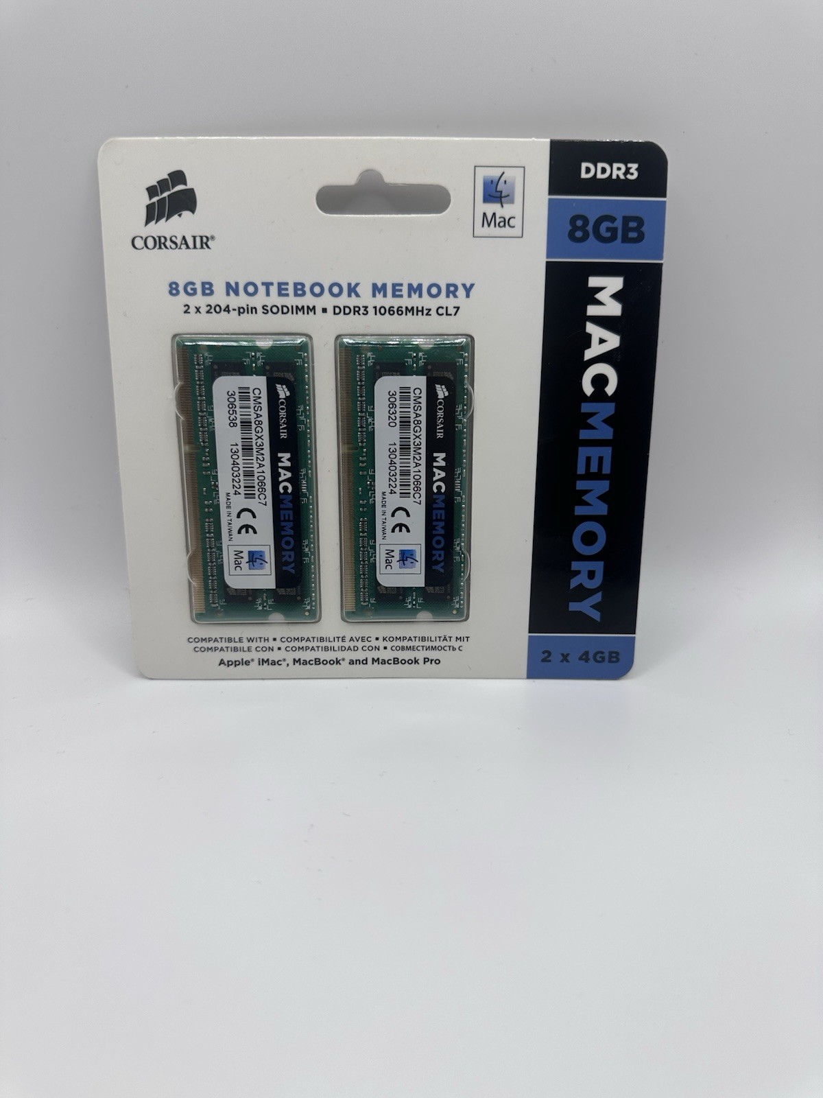 Corsair Mac Memory 8GB DDR3 1066MHz Laptop RAM Kit 2x4GB SO DIMM (New & Sealed)