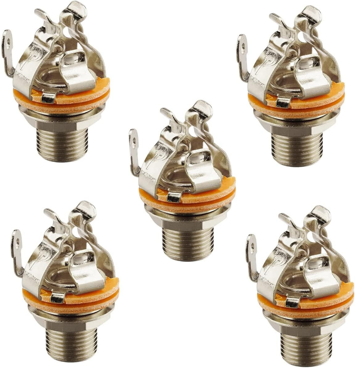 Pure Tone Multi-Contact 1/4 Inch Mono Output Jack 5 PACK | Dual Tension Grounds