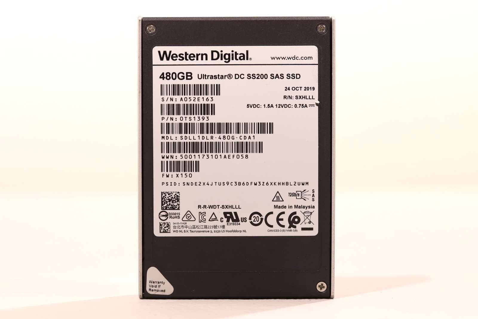 WD SDLL1DLR-480G-CDA1 480GB 2.5" 12Gb/s SAS Solid State Drive P/N:0TS1393 Tested