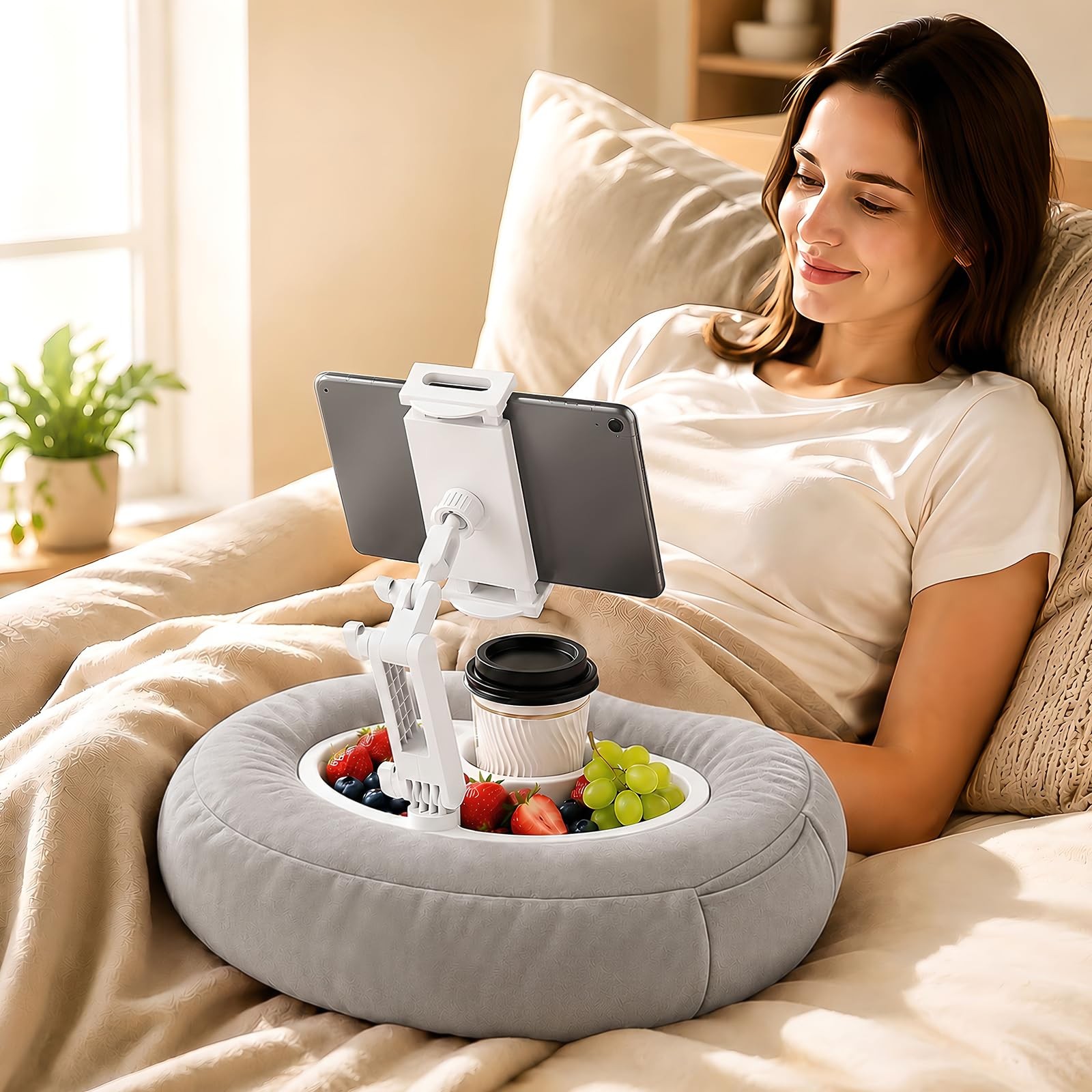 Tablet Pillow Stand for Bed & Couch, Hands-Free Kindle & iPad Holder with 360...