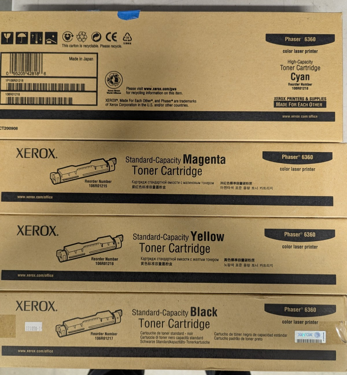 Xerox Phaser 6360 Toner Cartridge set 106R01218 106R01215 106R01216 106R01217 ✨