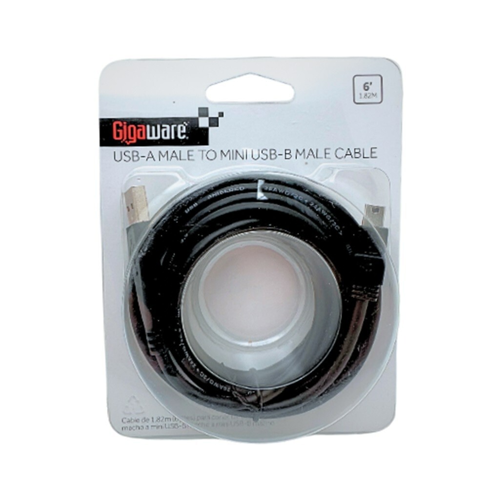 High-Quality 6ft USB Mini B Cable  Compatible with GPS Cameras Media Players etc