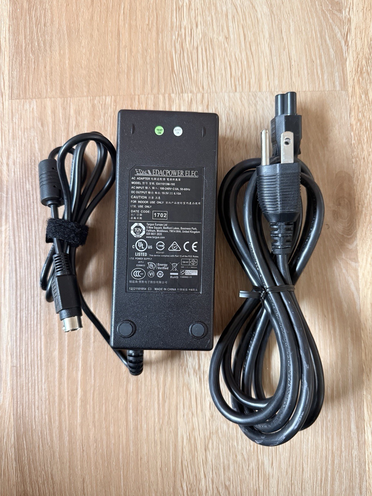EDAC Power EA11013M-195 19.5V 6.15A 120W AC Adapter Charger 4-Pin DIN Targus