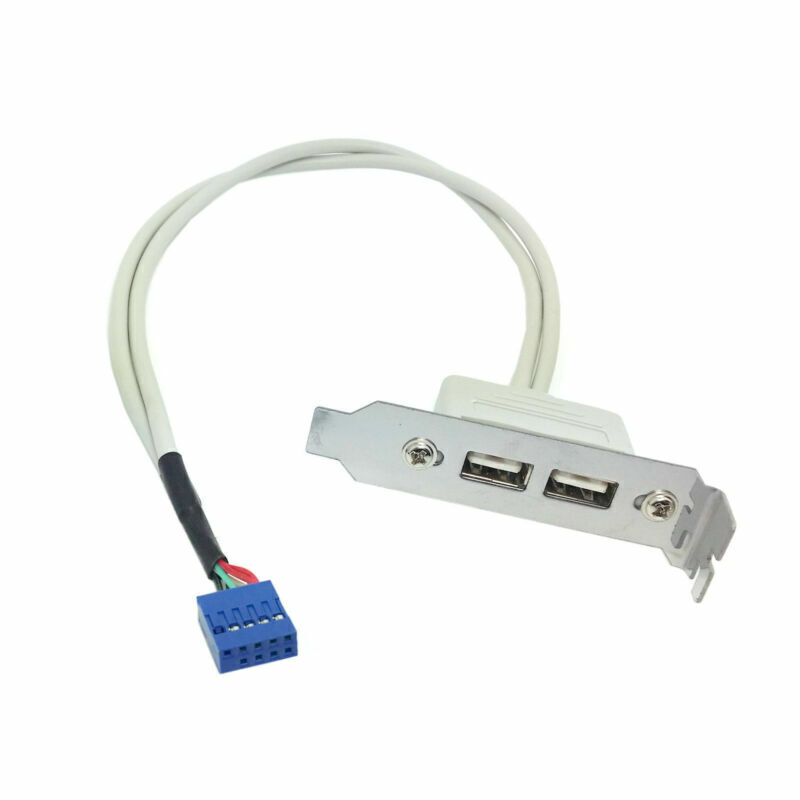 Low Profile 95mm Height USB 2.0 Female Back panel to Motherboard 9pin cable