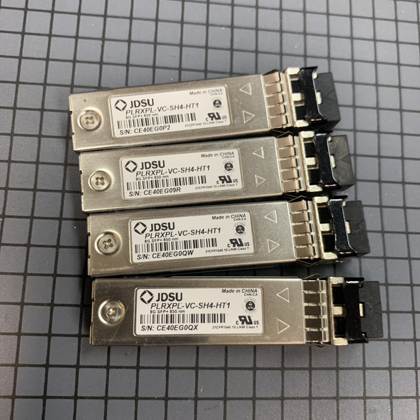 4x JDSU PLRXPL-VC-SH4-HT1 8G SFP+ 850nm MMF Fiber Transceiver