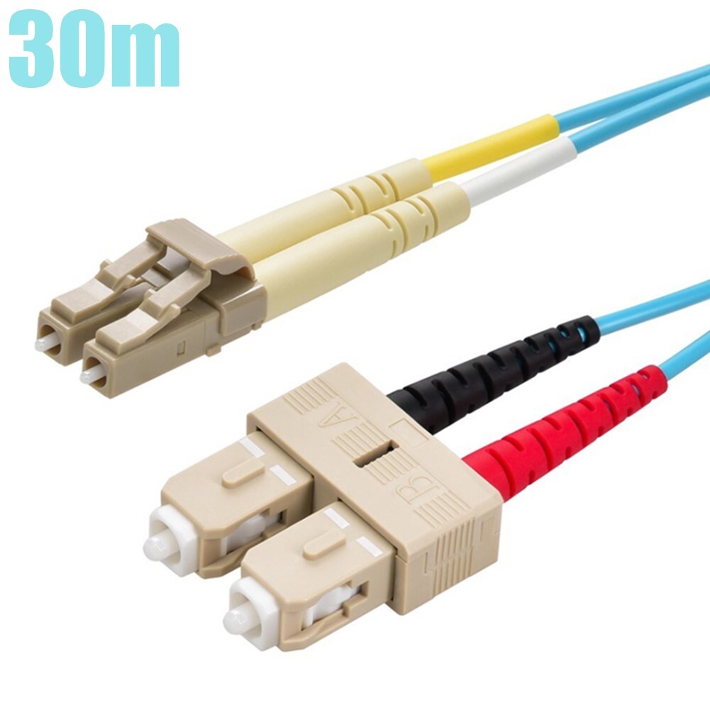 30M LC-SC UL MultiMode Duplex 50/125 OM4 Fiber Optic Patch Cable Cord OFNR Aqua