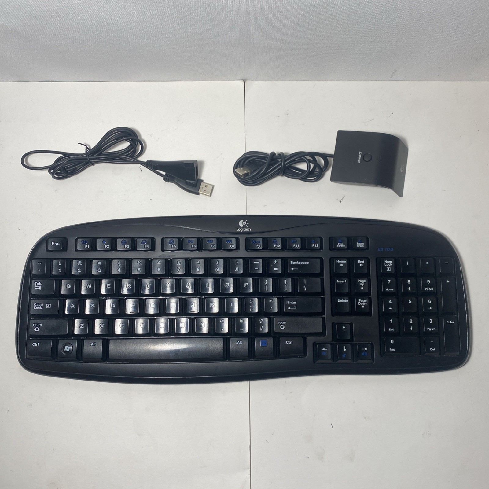 Logitech EX 100 wireless Keyboard setup  dongle,  usb extension Tested/Working
