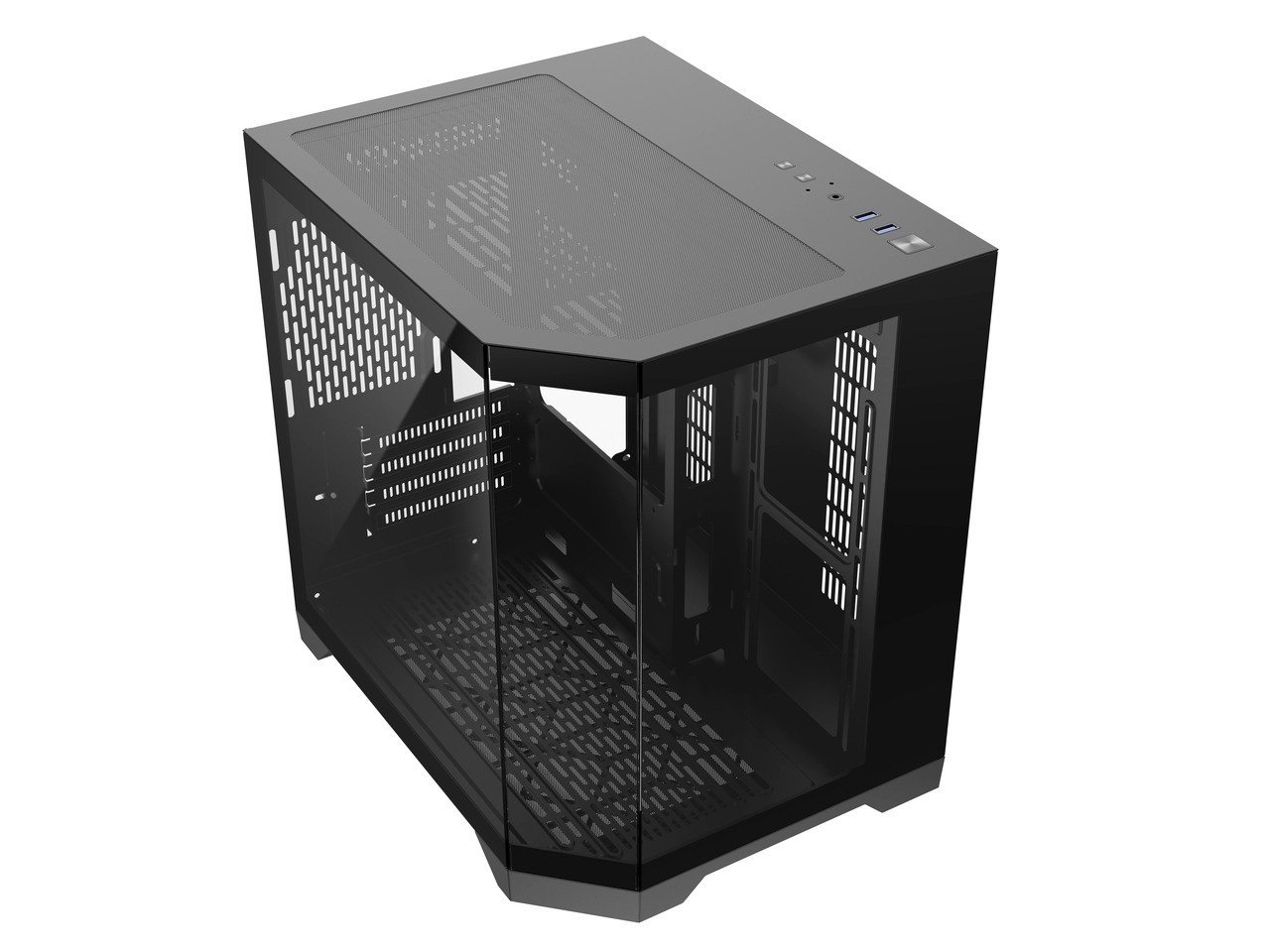DIYPC DIY-CUBE03-BK Black Dual USB3.0 Tempered Glass Micro ATX Gaming Computer
