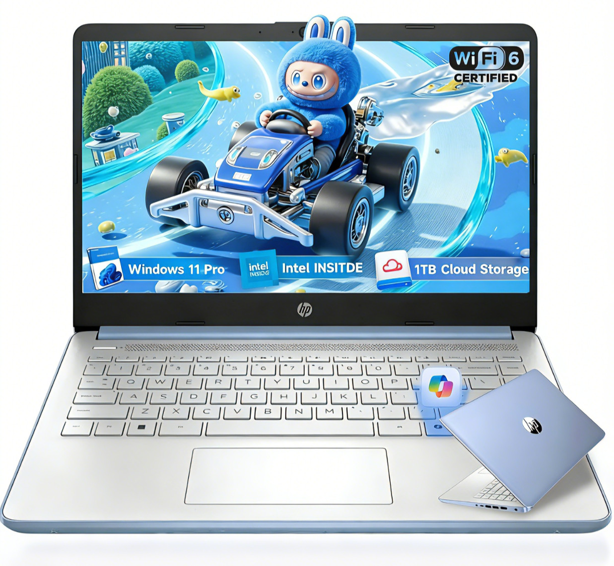 HP 14 '' Laptop, Intel Processor N150, 16GB RAM, 128GB UFS, Win11 Pro, Blue