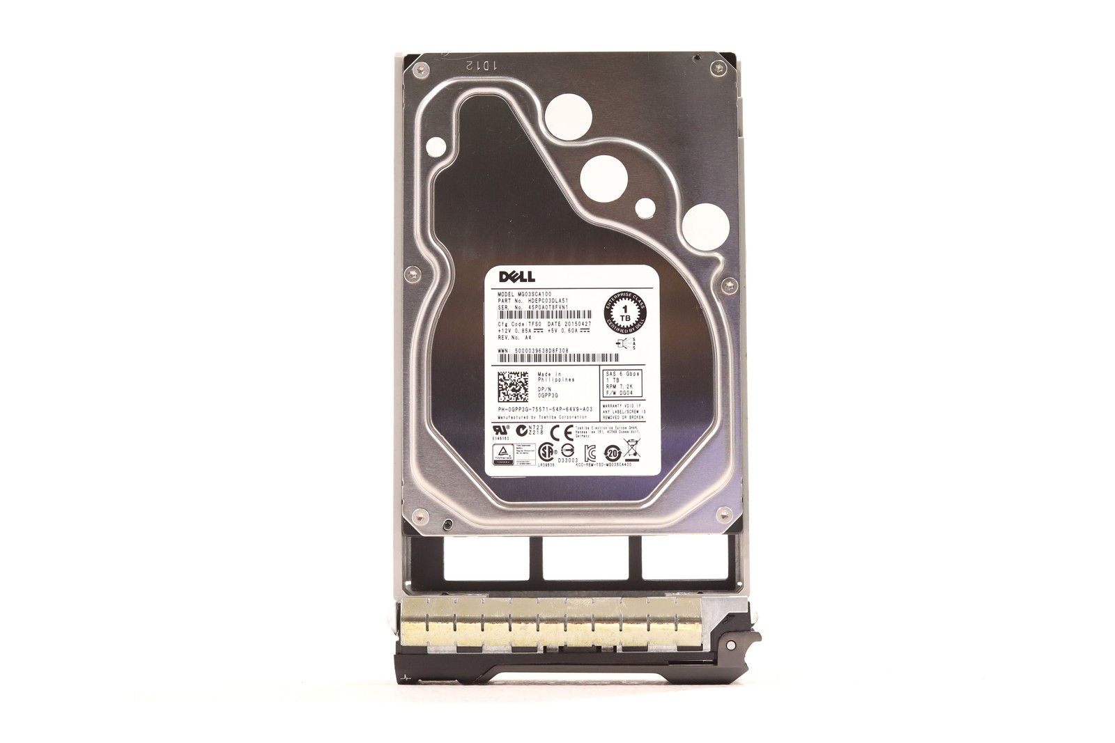 Dell MG03SCA100 1TB 3.5" 6Gb/s 64MB 7.2K RPM SAS HDD W/Caddy Dell P/N: 0GPP3G