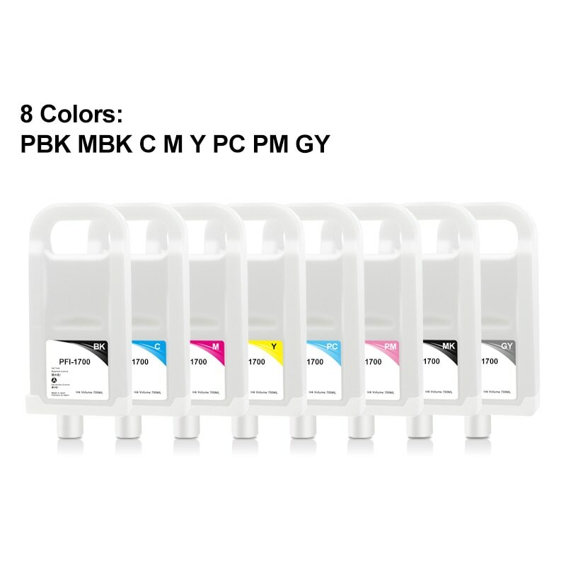 8PC PFI-1700 Refillable Ink Cartridge With Chip For Canon PRO-2000 4000s 6000s