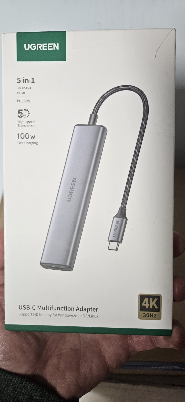 UGREEN 5 in 1 USB C Hub 4K HDMI USB HUB 100W Multiport Adapter for MacBook iPad