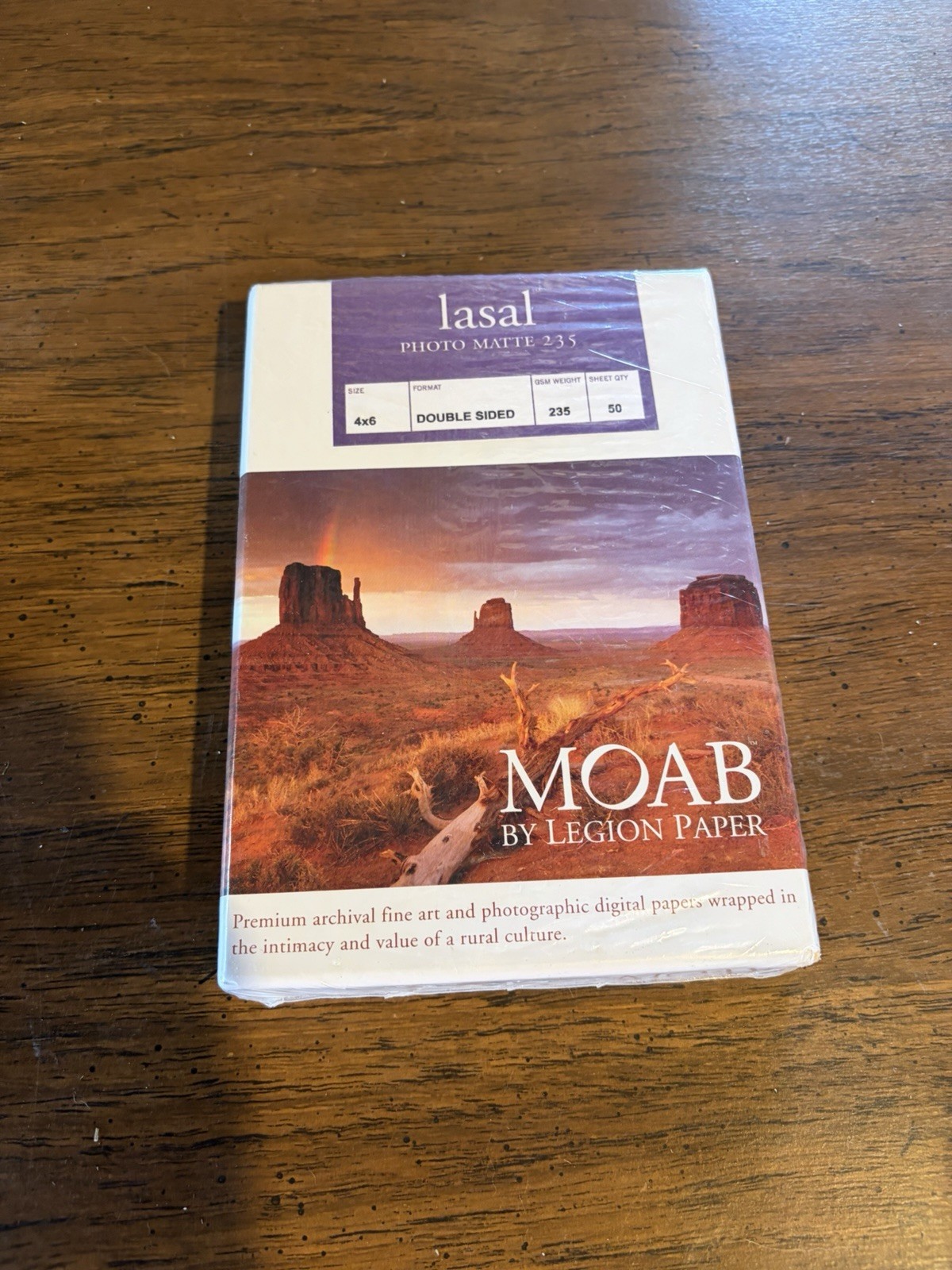 Moab Lasal Matte Photo Paper (4x6"), 50 Sheets Double-Sided