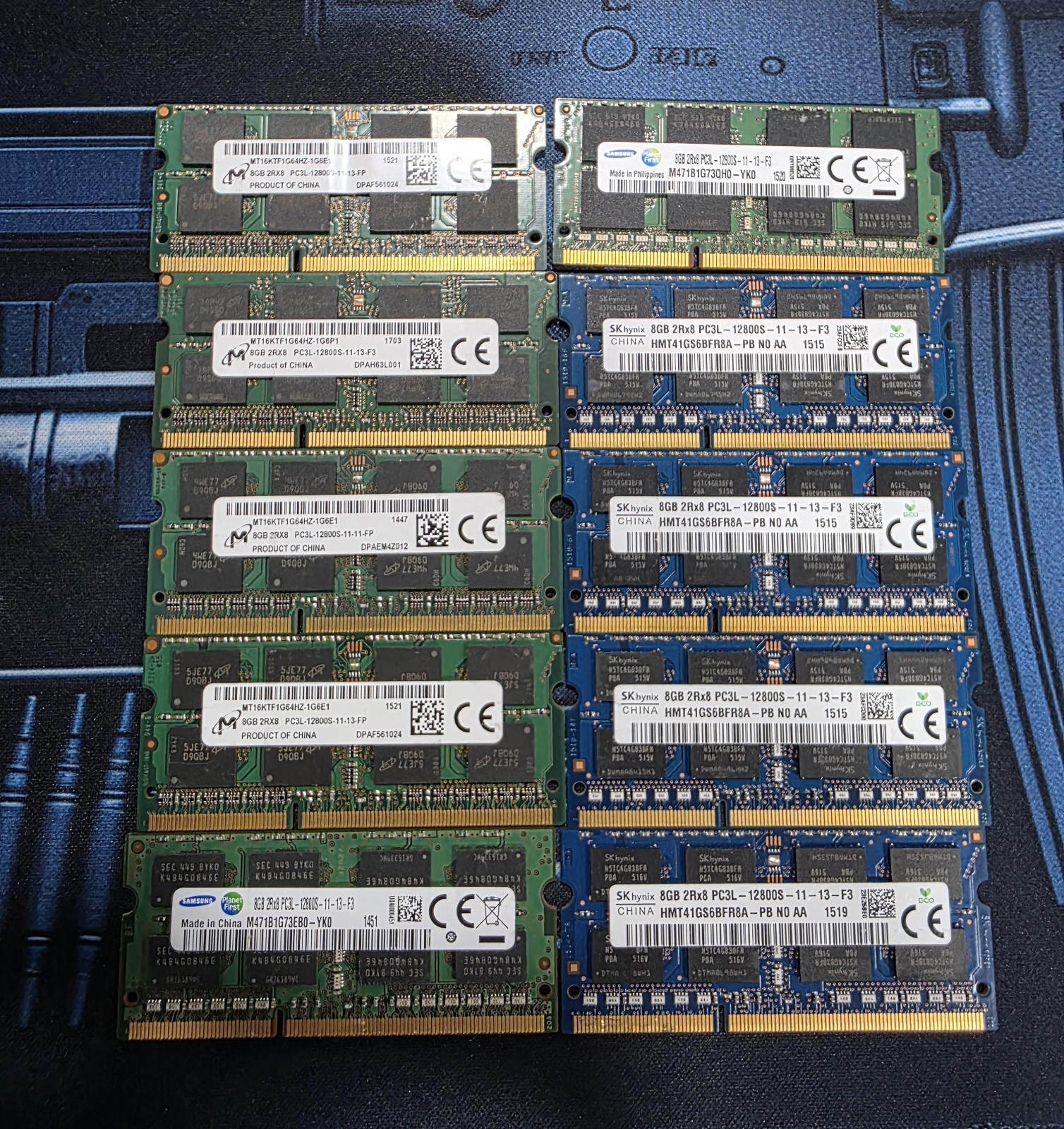 Lot 10x 8GB DDR3L 1600MHz PC3L-12800S RAM SO-DIMM Samsung/Micron/SK