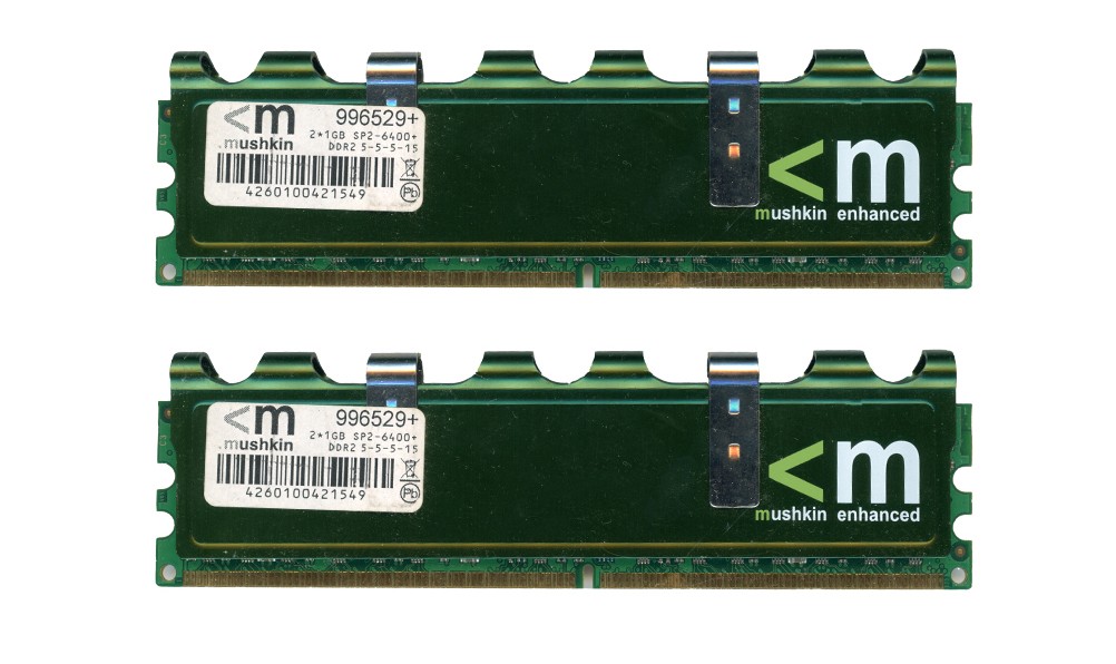 MEMORY MUSHKIN 2GB 2X1GB DDR2 PC2-6400U 800MHz 996529+ Non-ECC