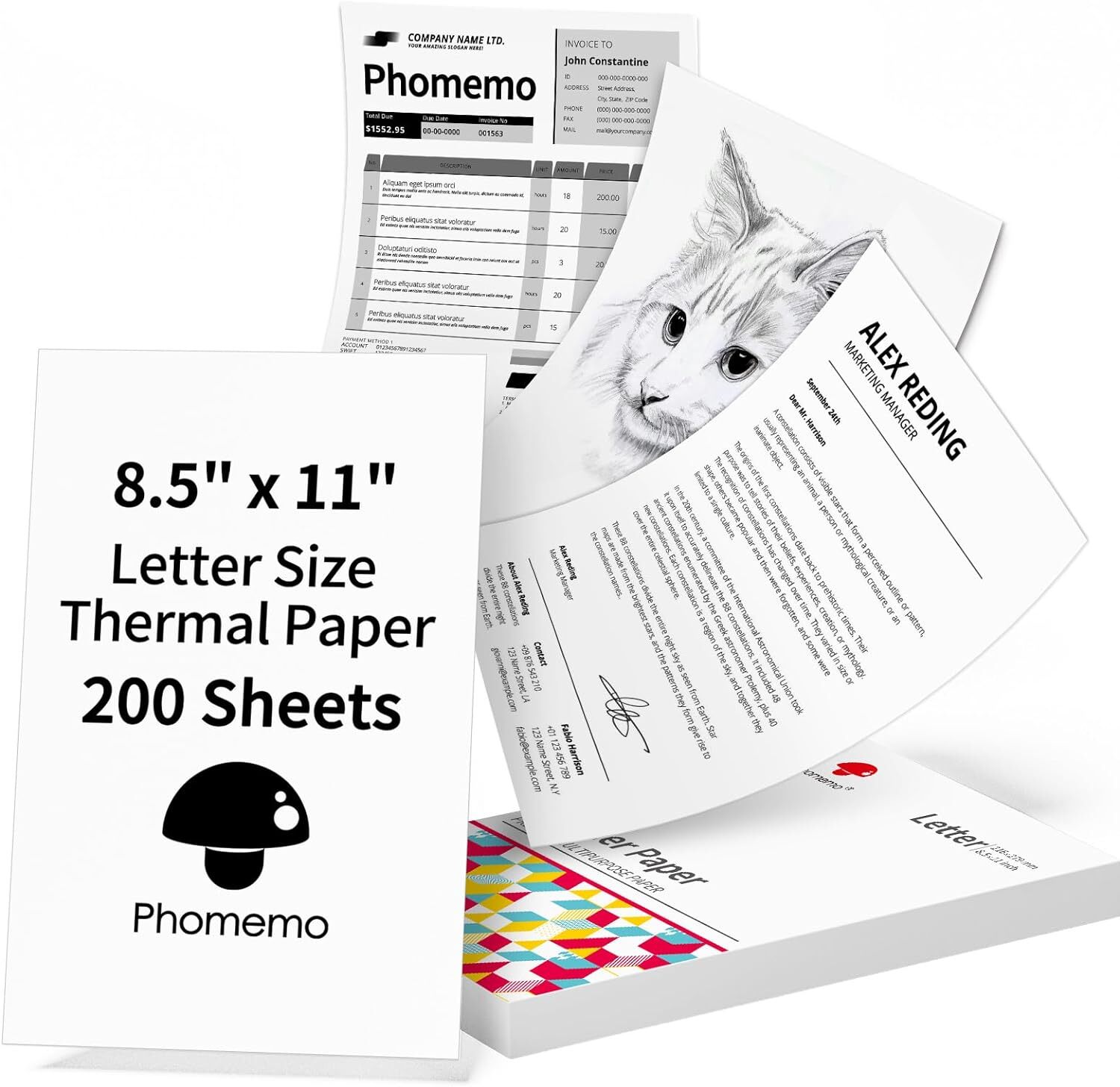 Portable Printers Wireless for Travel, M08F Thermal Printers Support 8.5" X 11"