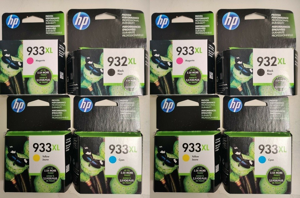 2 Sets New Genuine Factory Sealed HP 932XL 933XL Ink Cartridges KCMY 2016-2017
