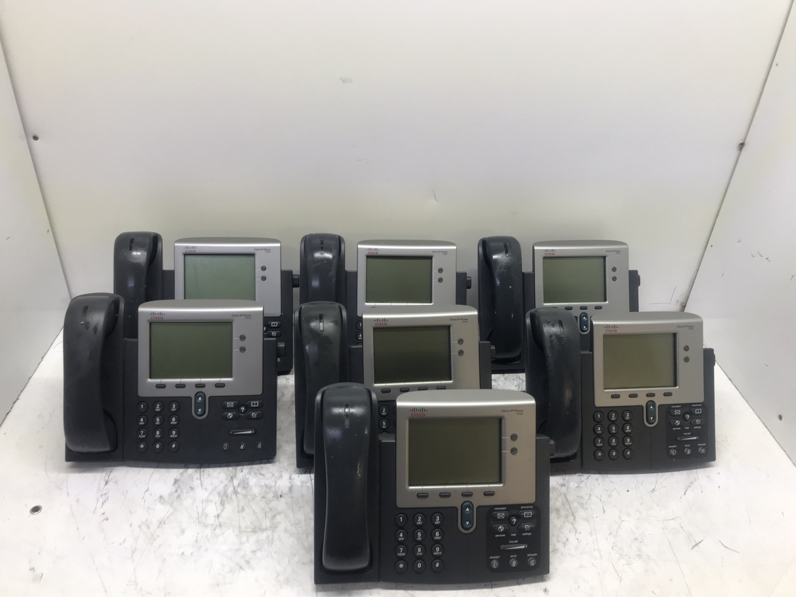 Lot of 7 Cisco 7942 IP Business Phone Cisco IP-7942 NO HANDSET CORD