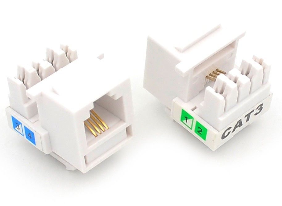 10 Pcs CAT3 RJ11 6P4C Phone Telephone Keystone Jack 110 H-Modular White CAT 3