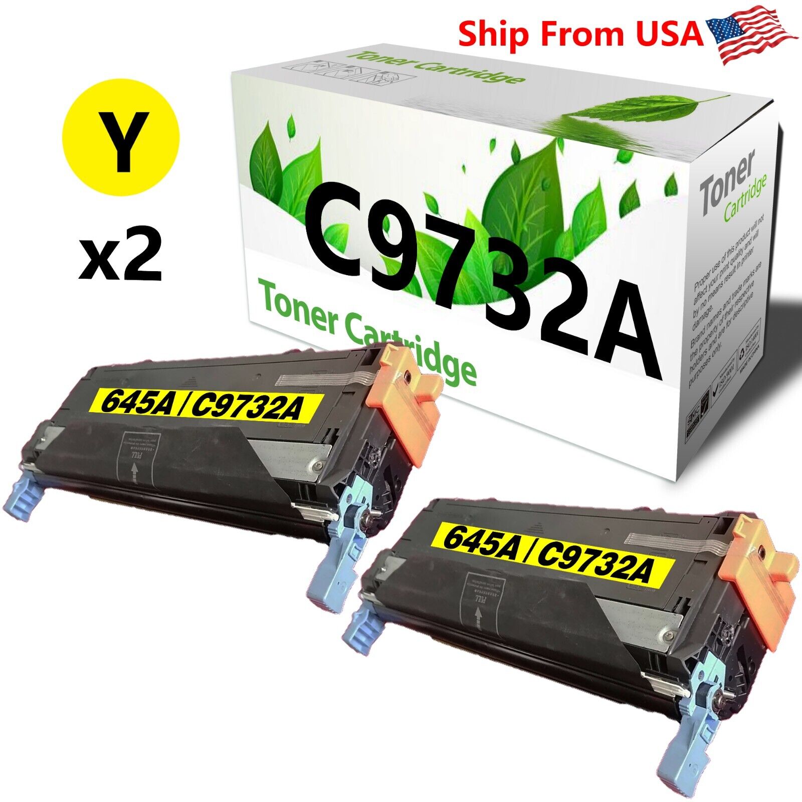 2PK C9732 645 Yellow Toner Cartridge For Color Laser Jet 5500n 5500dn 5550