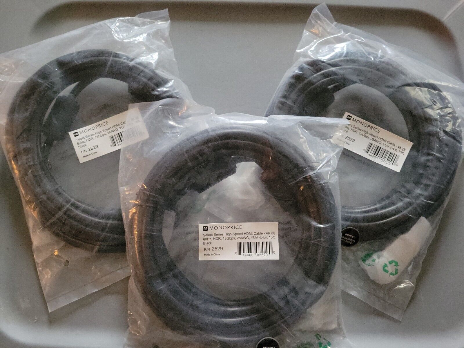3x New Monoprice Select Series 2529 15' HDMI Audio/Video Cable Black 102529