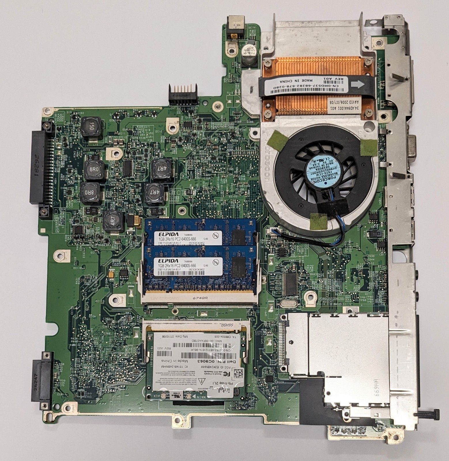 Dell Inspiron 1300/B120 B130 Series Motherboard/48.4D901.021/pent M 1.50/2gb/Fan