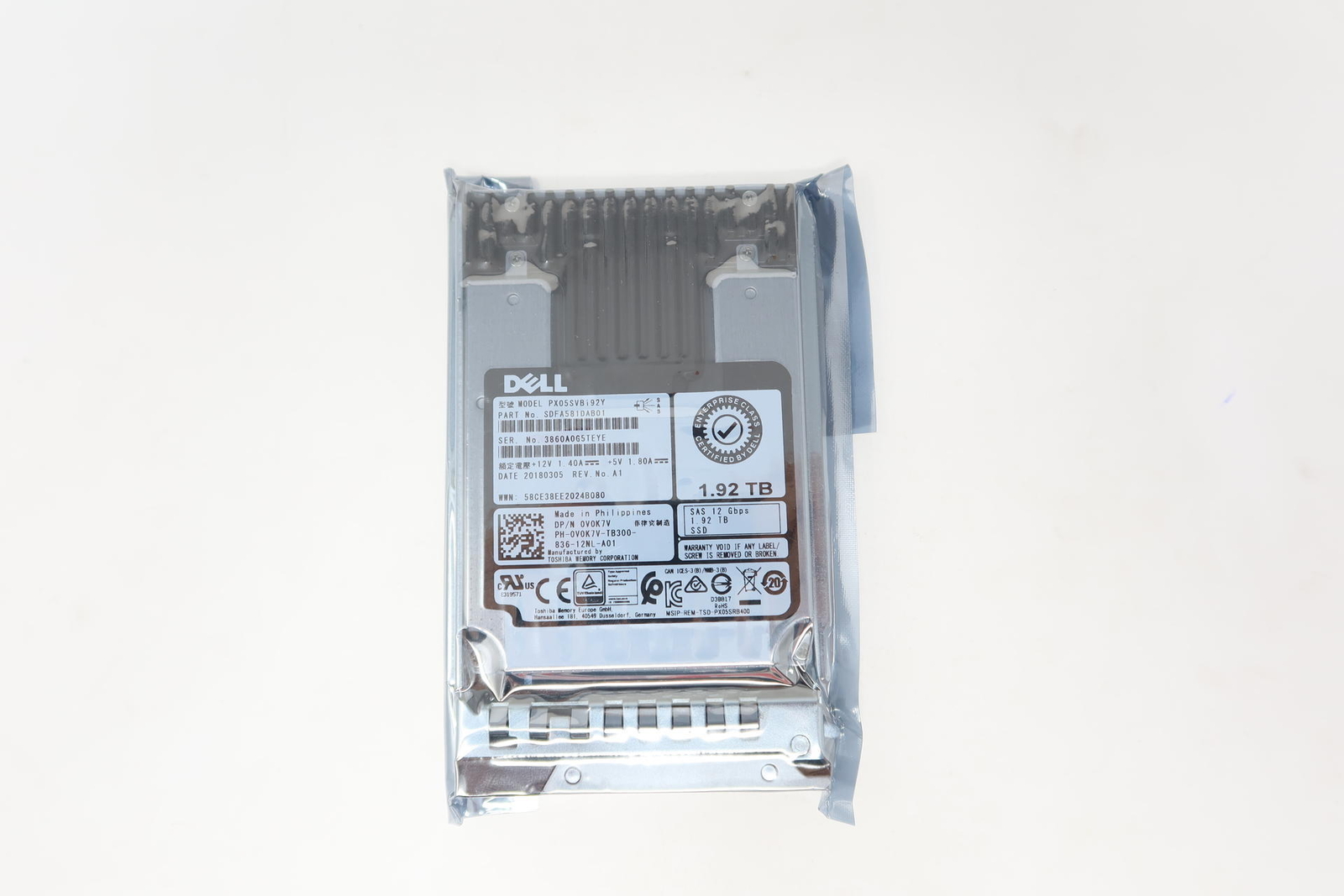 Dell V0K7V 1.92TB SAS 2.5" 12G MU SSD Solid State Drive PX05SVB192Y