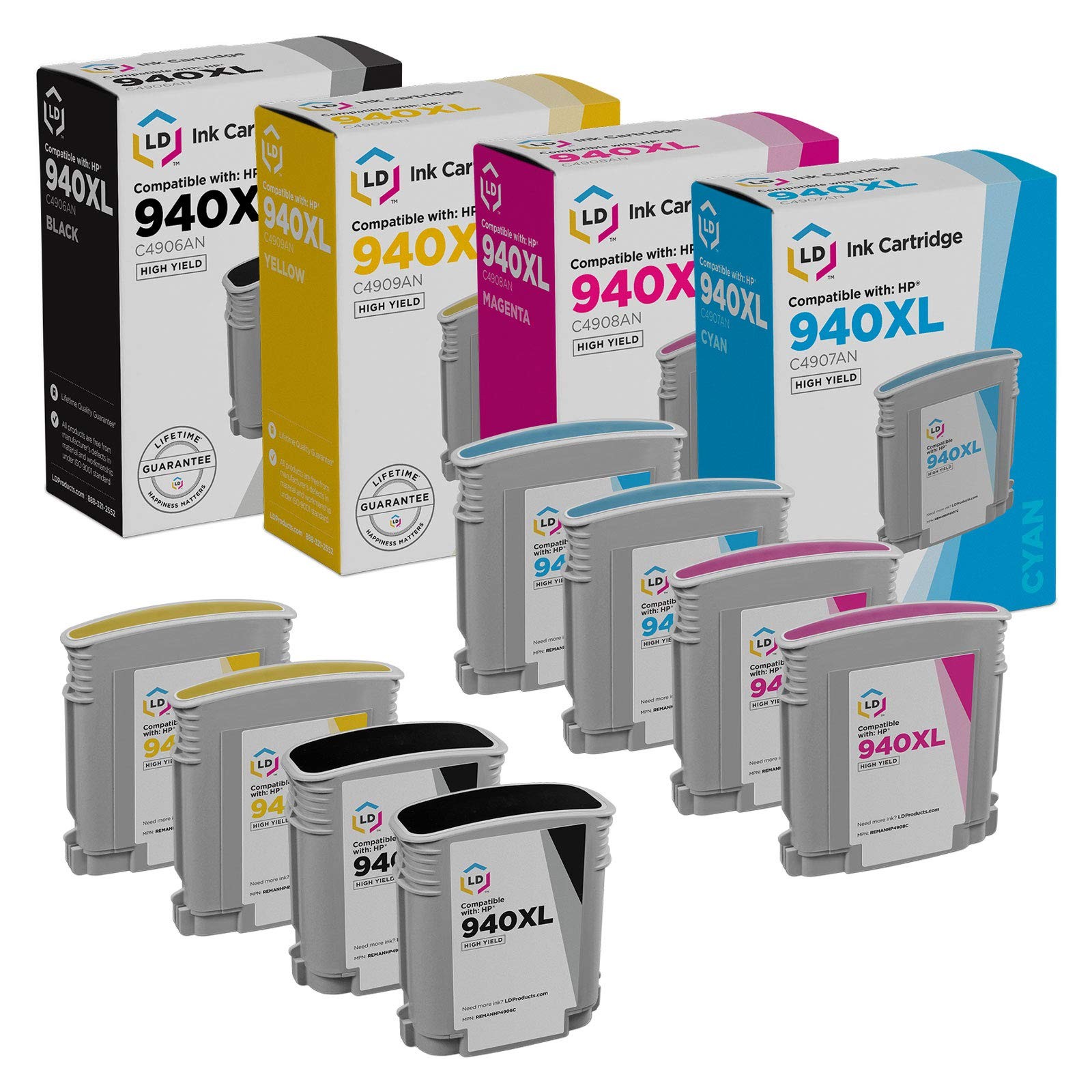 Replacement Replacements Fits for HP 940XL 8PK:C4906AN/C4907AN/C4908AN/C4909AN