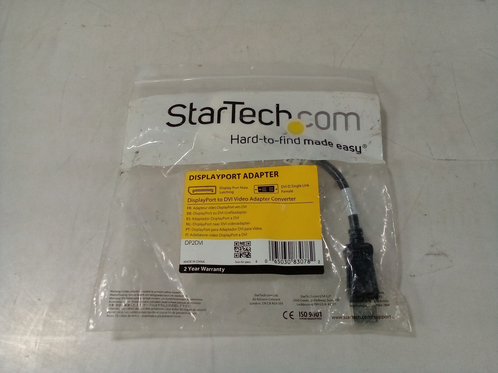 Startech 6in 1920 x 1200/1080 DVI to DisplayPort Cable