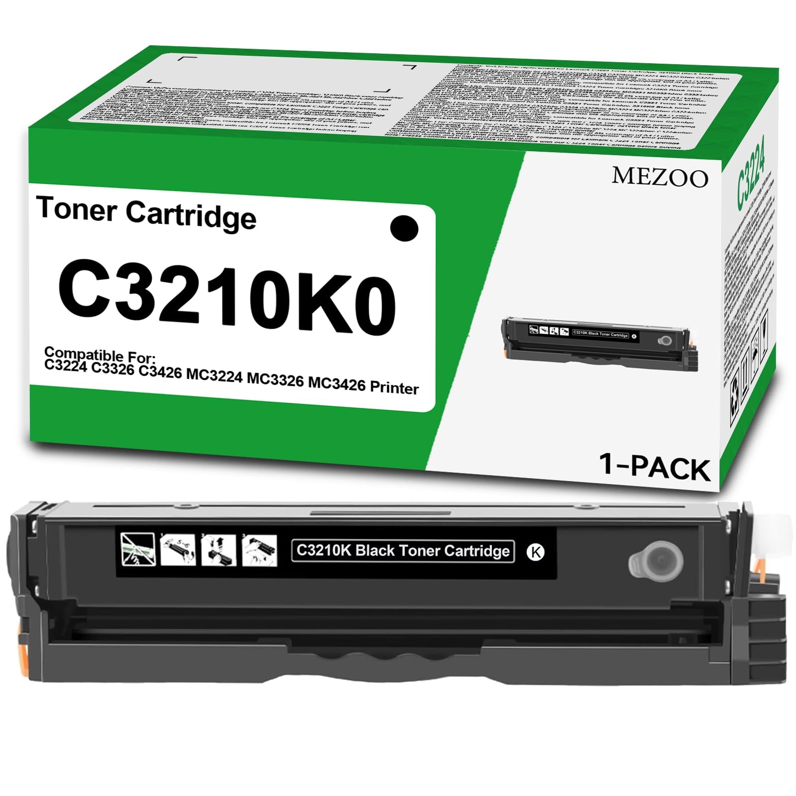 C3210K0 Black Toner Cartridge High Yield Replacement for Lexmark C3210 C3224