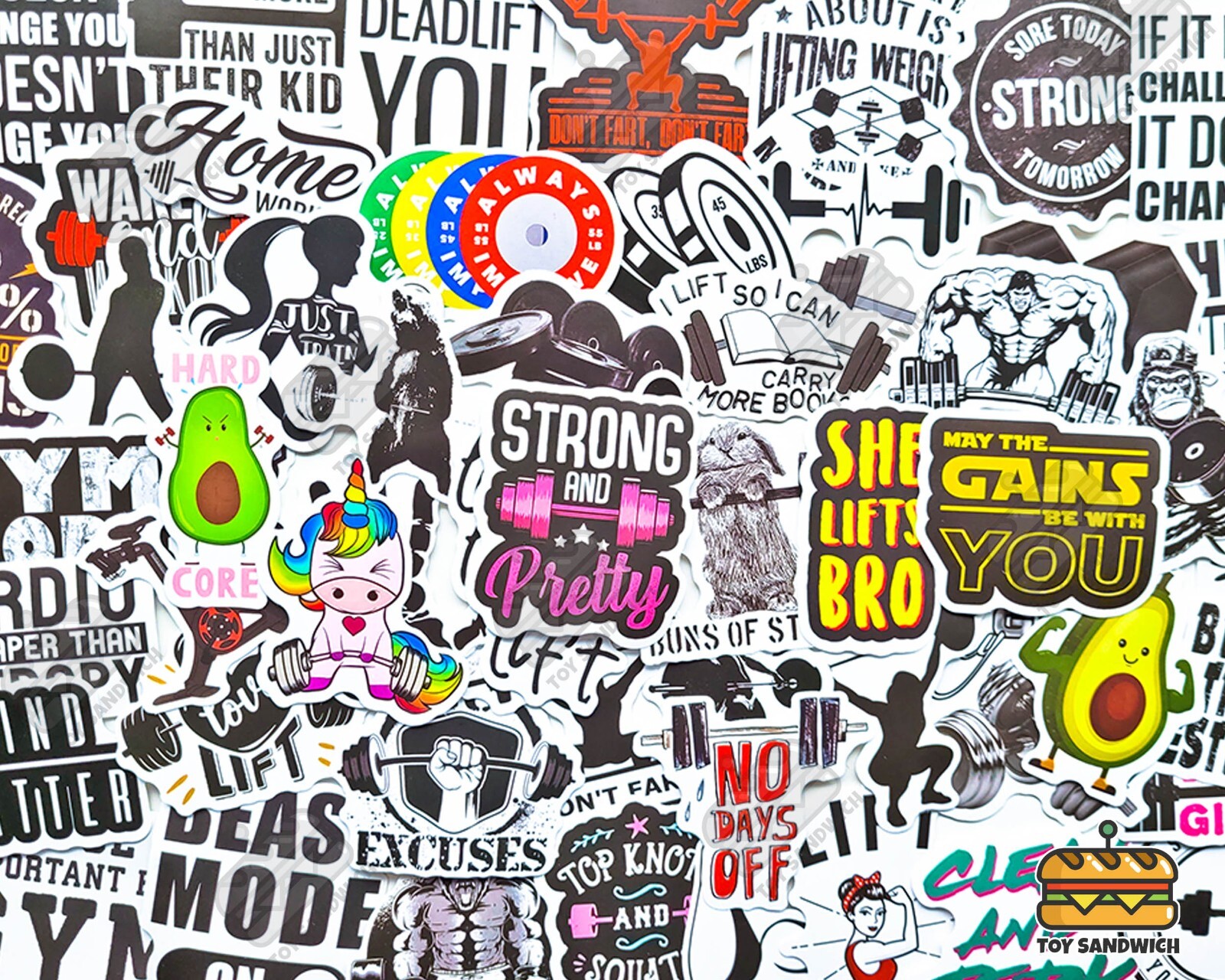 50 pcs "Gym Workout" Sticker Set Fitness Muscle Weightlifting Bodybuilding Decal