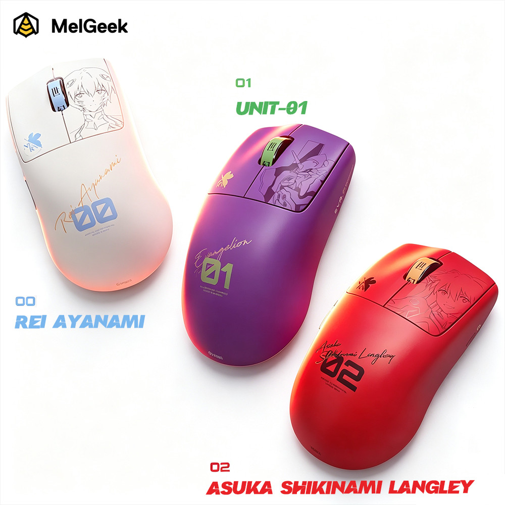 MelGeek EVANGELION HORUS Rei-White Wireless Gaming Mouse PAW3950 30K Dual 8K