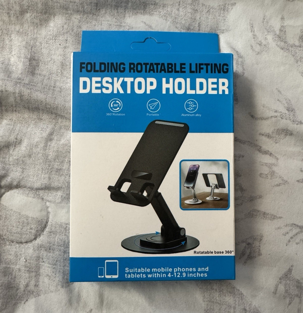 Black Aluminum Alloy Desktop Holder Stand Foldable 360° for 4-12.9in