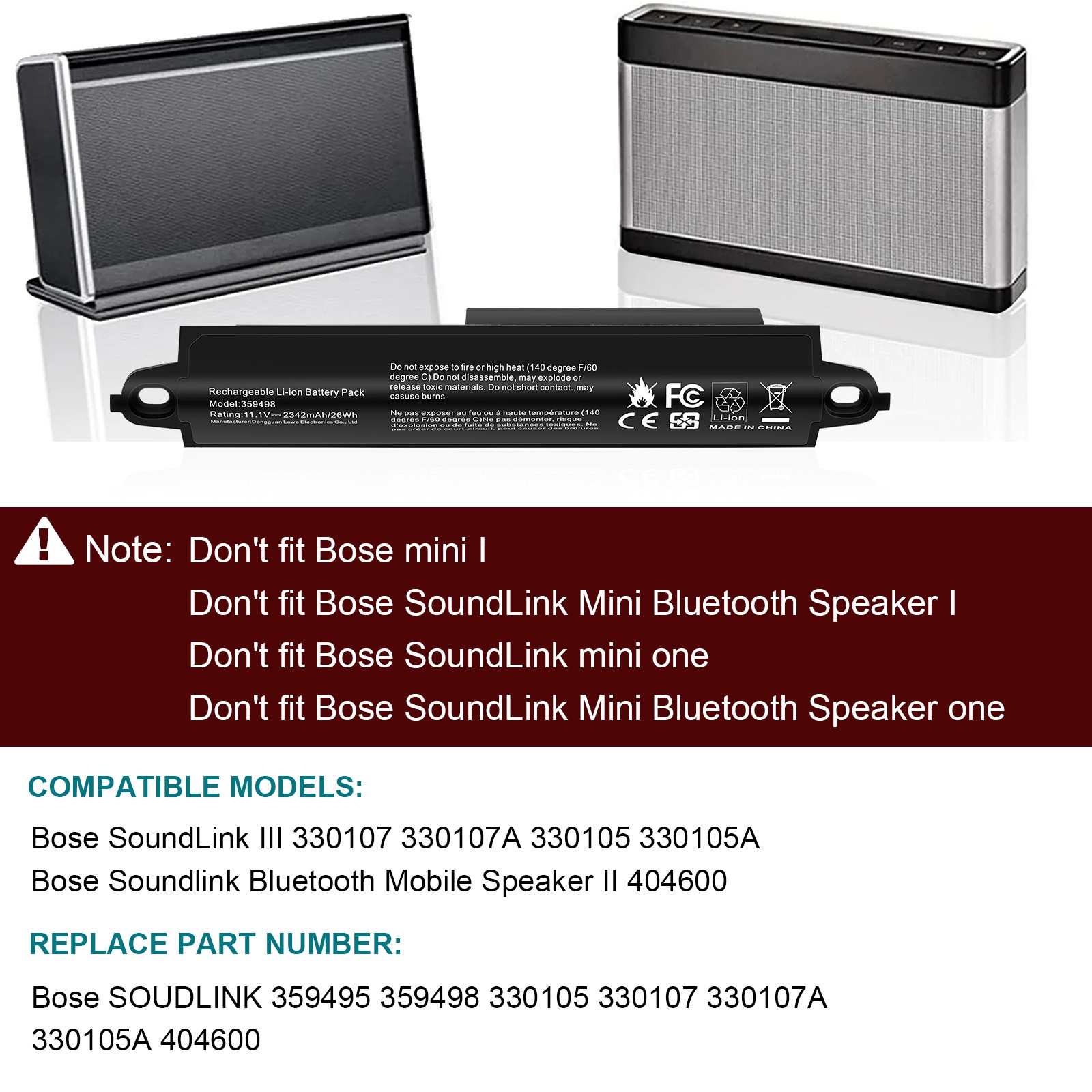 Battery For Bose Soundlink Bluetooth Mobile Speaker II III 330105 404600 359495